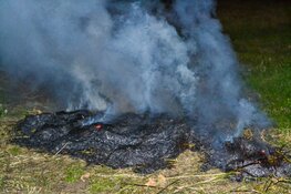 Stapel gemaaid gras vliegt in brand in Heemskerk