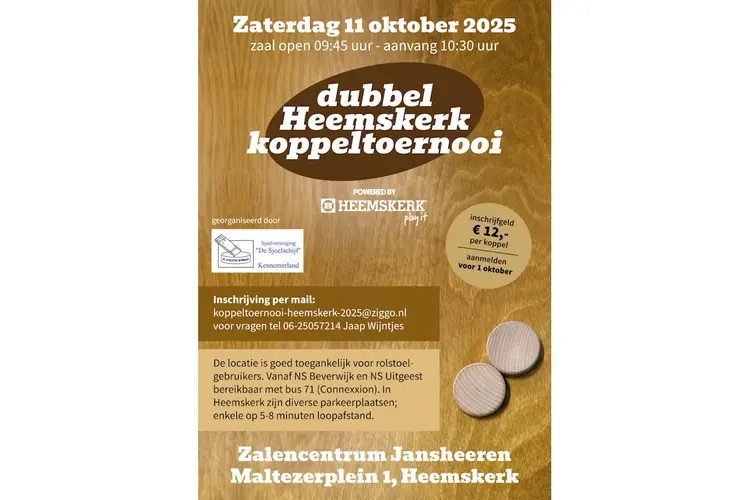 Inschrijving koppeltoernooi Sjoelen