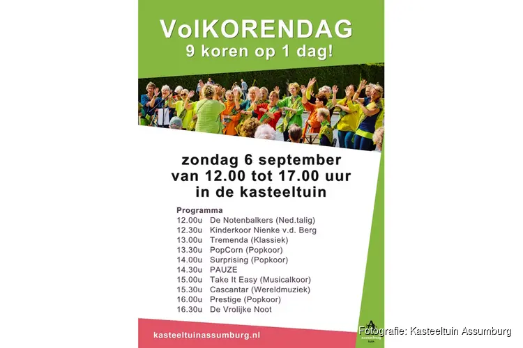 Unieke VolKoren zondagmiddag op 6 september in Kasteeltuin Assumburg